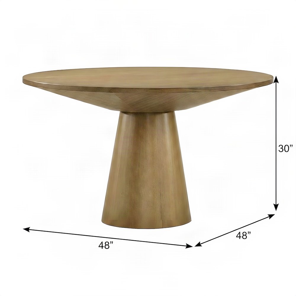 Round Pedestal Dining Table with Solid Rubberwood Base for 4, Driftwood