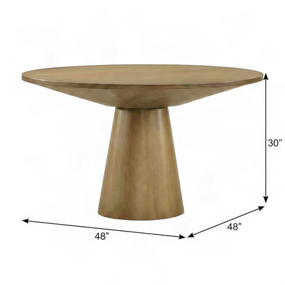 Round Pedestal Dining Table with Solid Rubberwood Base for 4, Driftwood