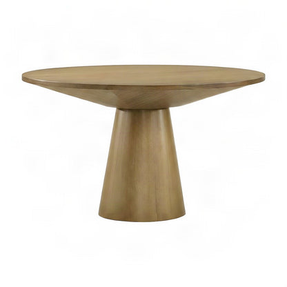 Round Pedestal Dining Table with Solid Rubberwood Base for 4, Driftwood
