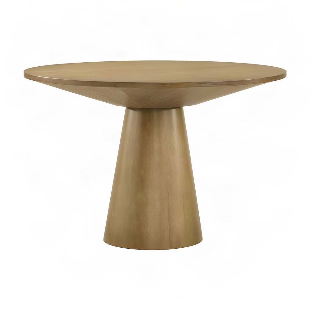 Round Pedestal Dining Table with Solid Rubberwood Base for 4, Driftwood
