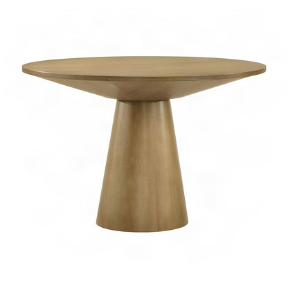 Round Pedestal Dining Table with Solid Rubberwood Base for 4, Driftwood