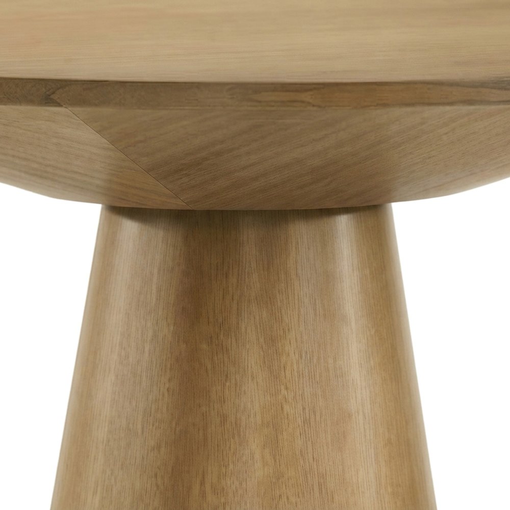 Round Pedestal Dining Table with Solid Rubberwood Base for 4, Driftwood
