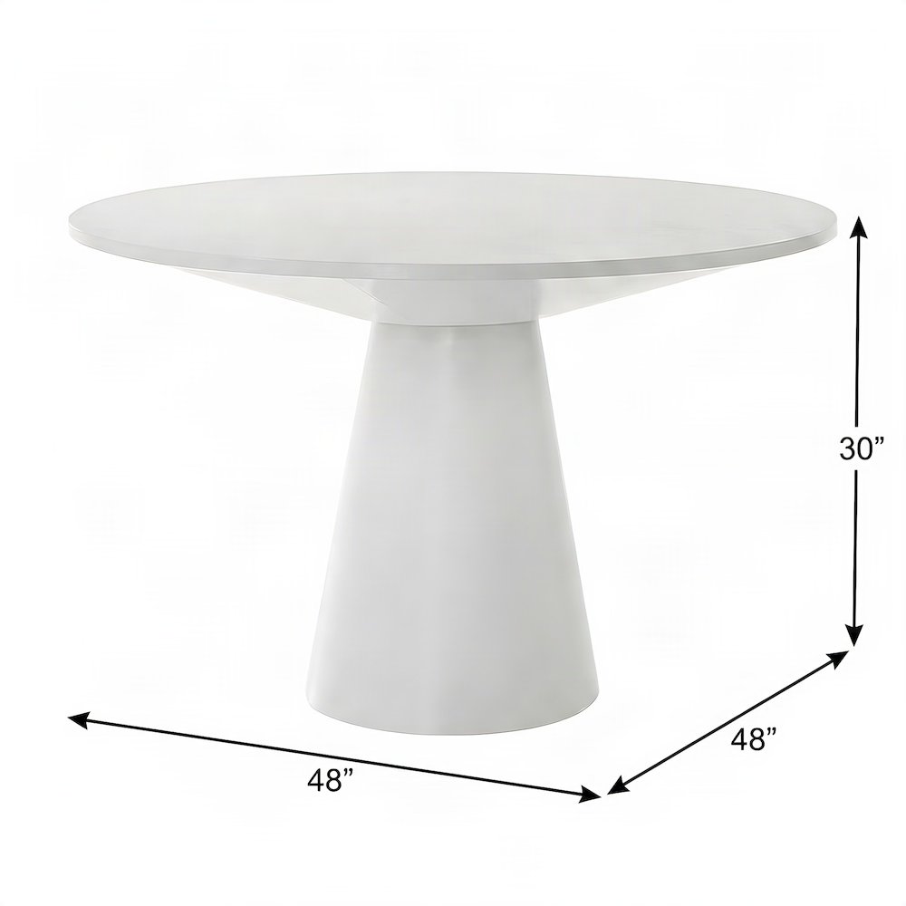 Round Pedestal Dining Table with Solid Rubberwood Base for 4, White