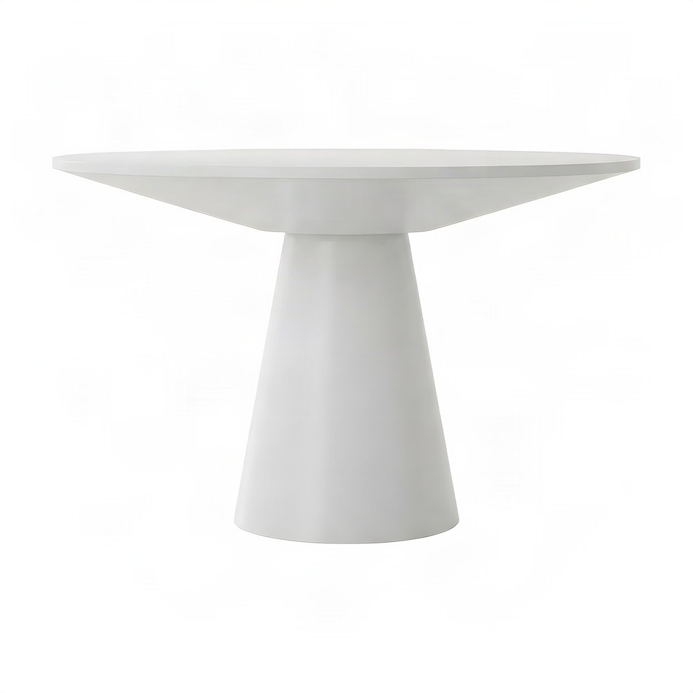 Round Pedestal Dining Table with Solid Rubberwood Base for 4, White