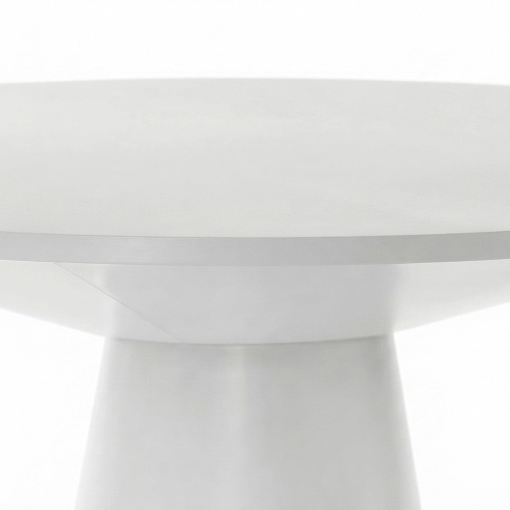 Round Pedestal Dining Table with Solid Rubberwood Base for 4, White