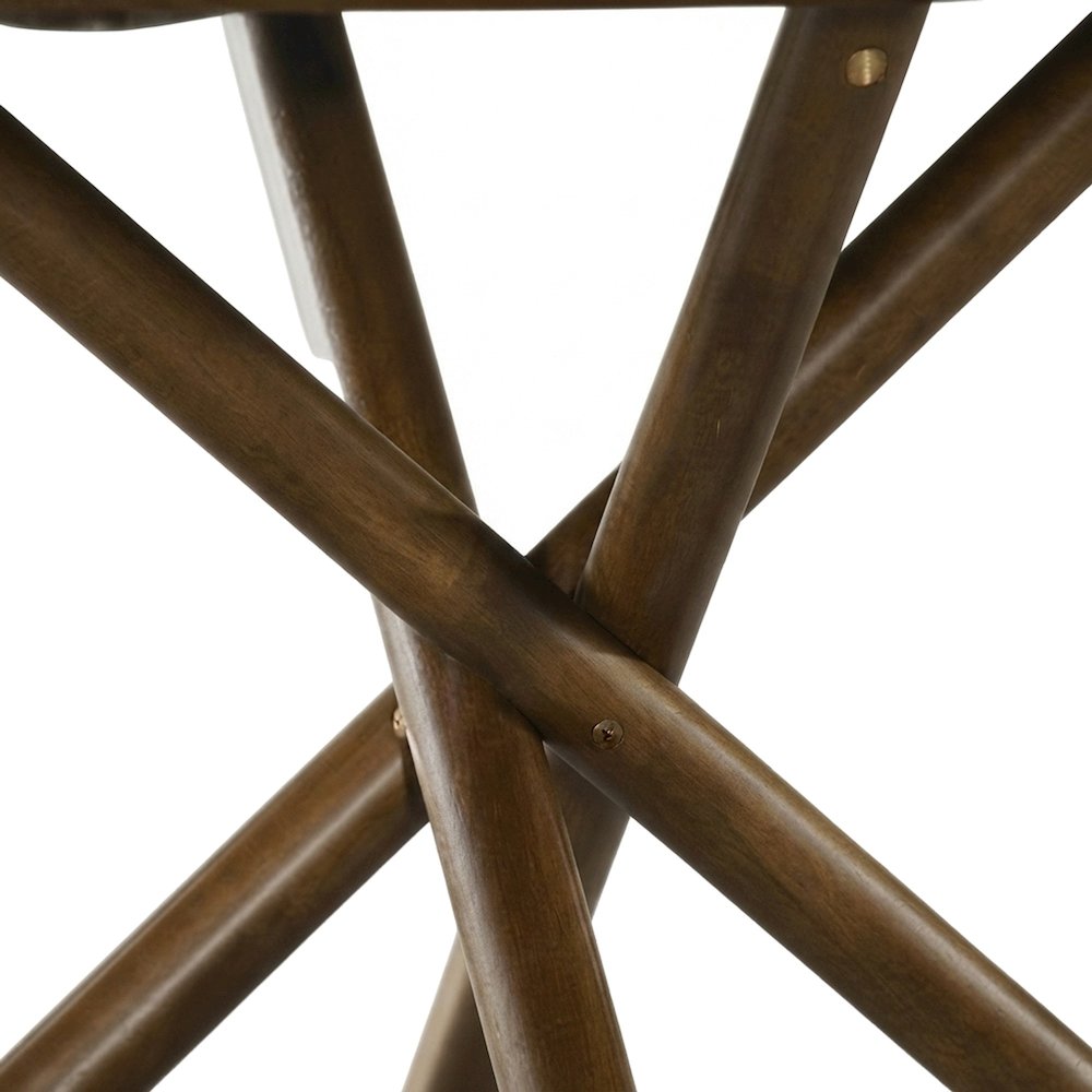 Okume Veneer Round Dining Table with Rubberwood Base, Mid-Century Modern, Walnut