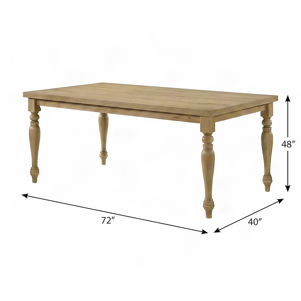 Solid Wood Leg Dining Table with Oak Veneer Top and Turned Legs, Red/White