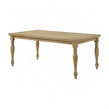 Solid Wood Leg Dining Table with Oak Veneer Top and Turned Legs, Red/White