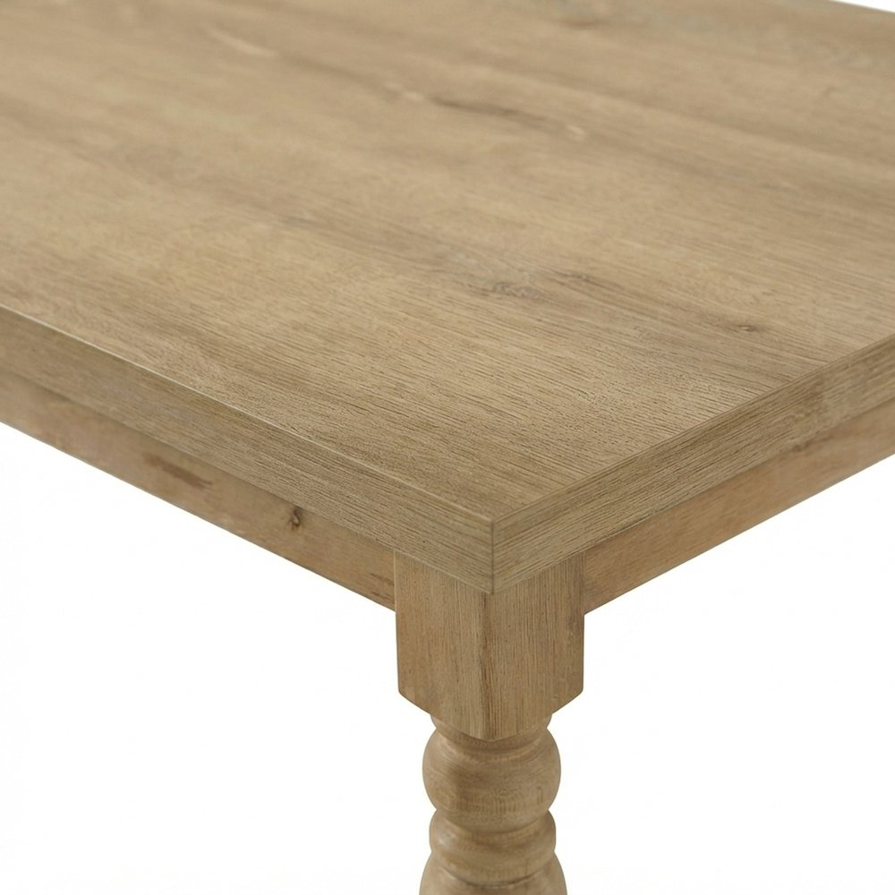 Solid Wood Leg Dining Table with Oak Veneer Top and Turned Legs, Red/White