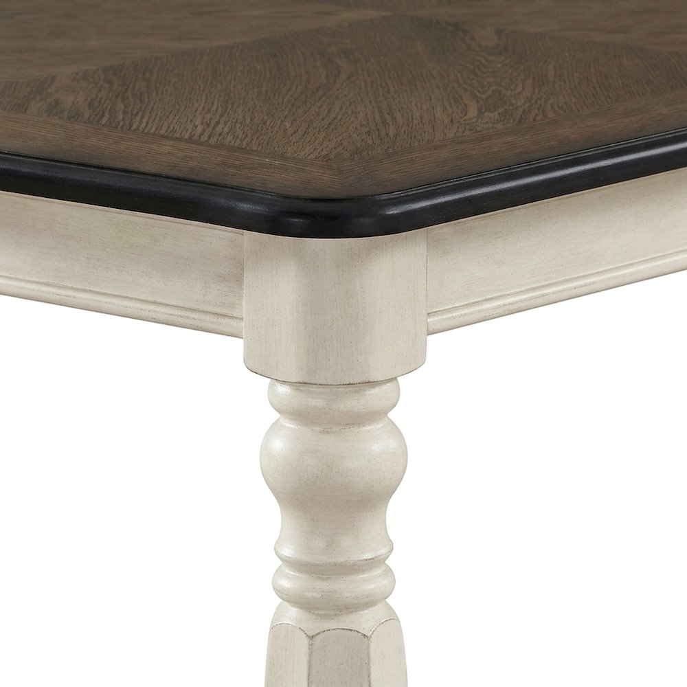 Wood Dining Table and Upholstered Chairs, White, 5 Piece Set