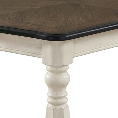 Wood Dining Table and Upholstered Chairs, White, 5 Piece Set