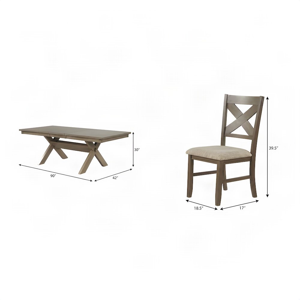 Extendable Wood Dining Table Set with Farmhouse Chairs, Pine Brown, 5 Piece Set