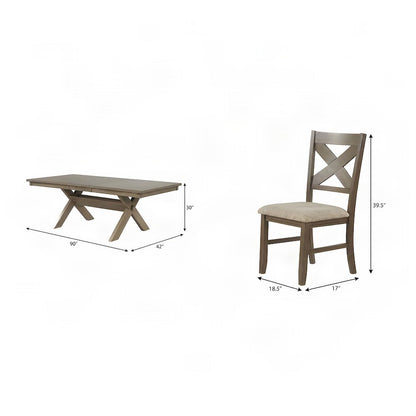 Extendable Wood Dining Table Set with Farmhouse Chairs, Pine Brown, 5 Piece Set