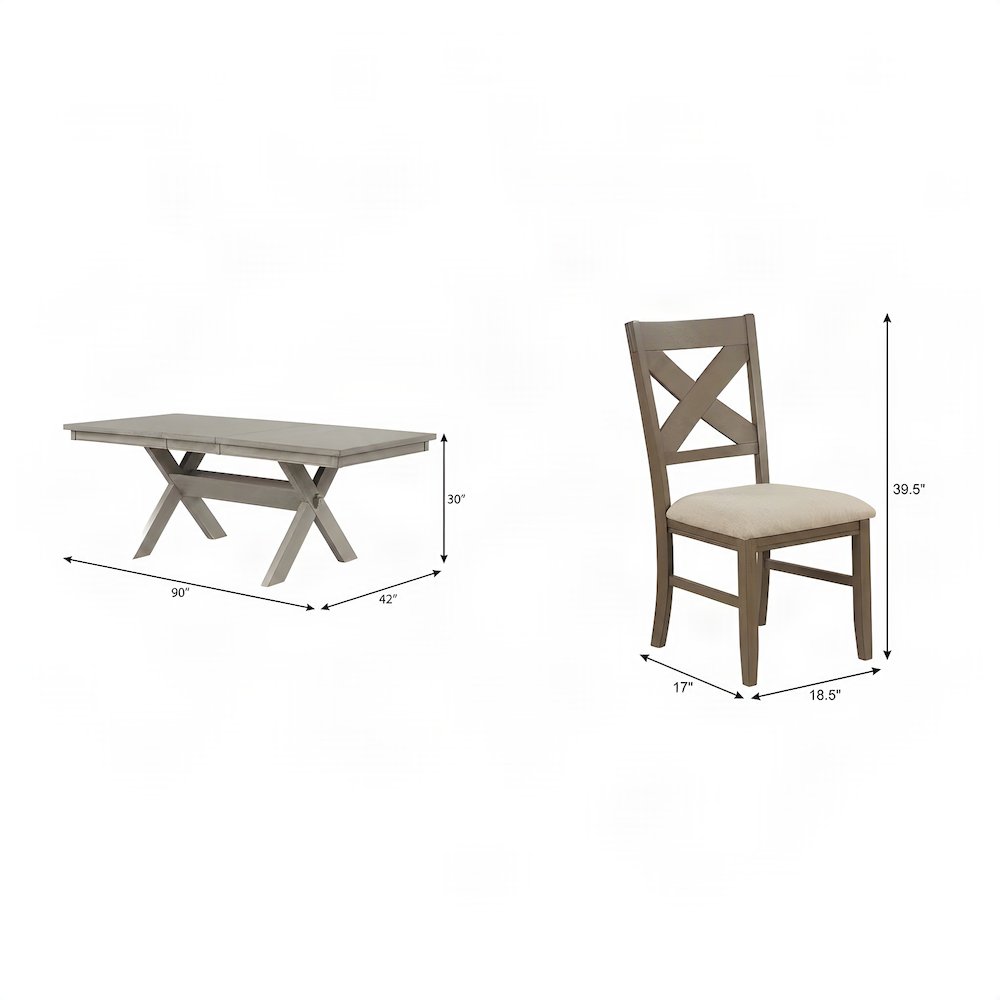 Extendable Wood Dining Table Set withFarmhouse Chairs, Pine Brown, 9 Piece Set