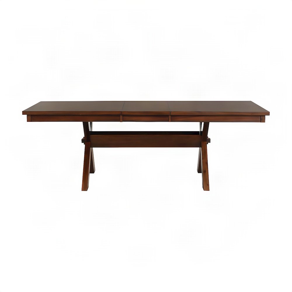 Wood Trestle Extendable Dining Table with Leaf, Expandable Dinner, Walnut