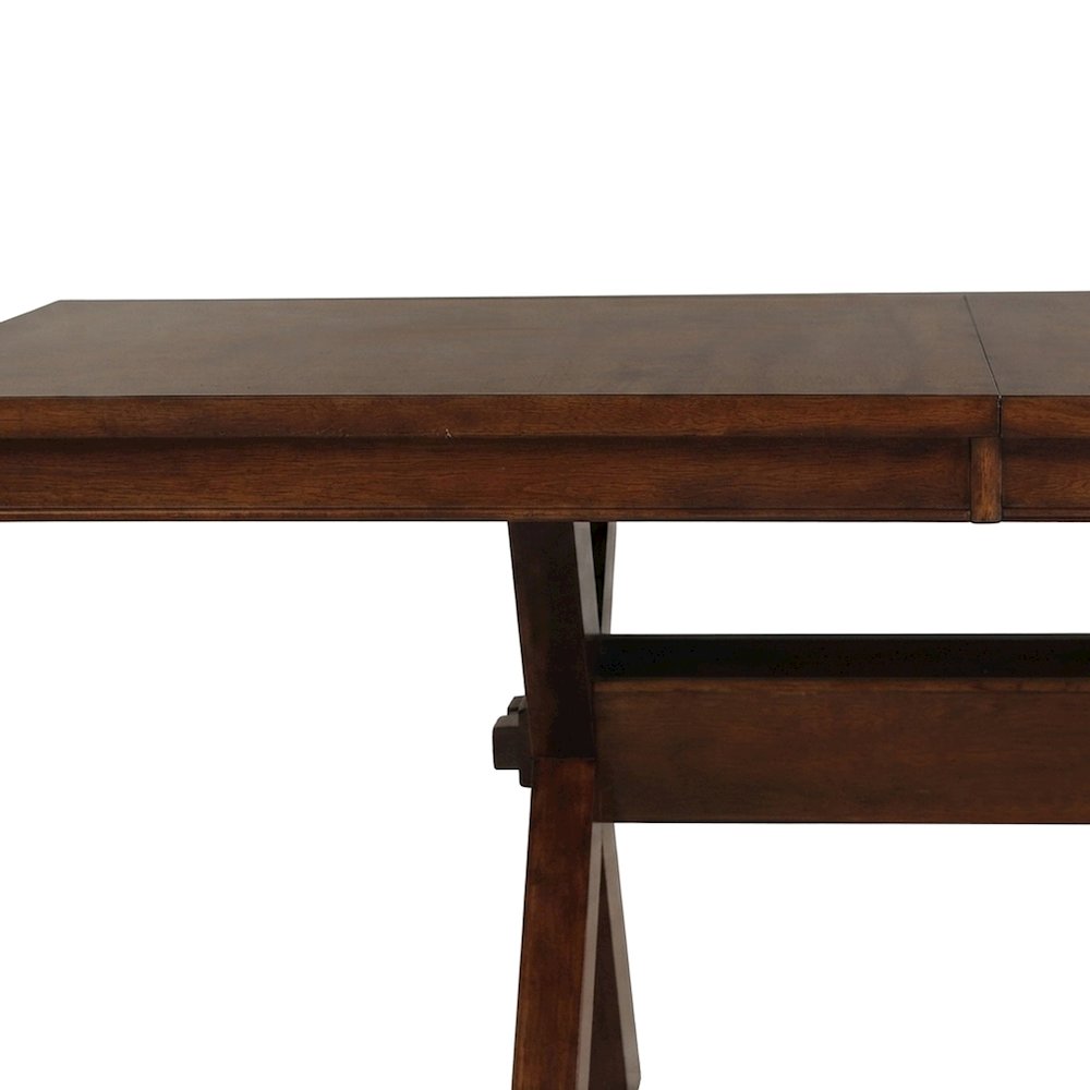 Wood Trestle Extendable Dining Table with Leaf, Expandable Dinner, Walnut