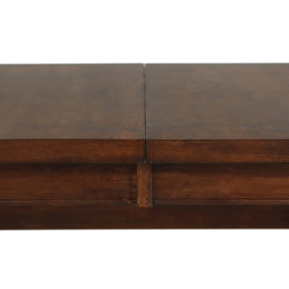 Wood Trestle Extendable Dining Table with Leaf, Expandable Dinner, Walnut