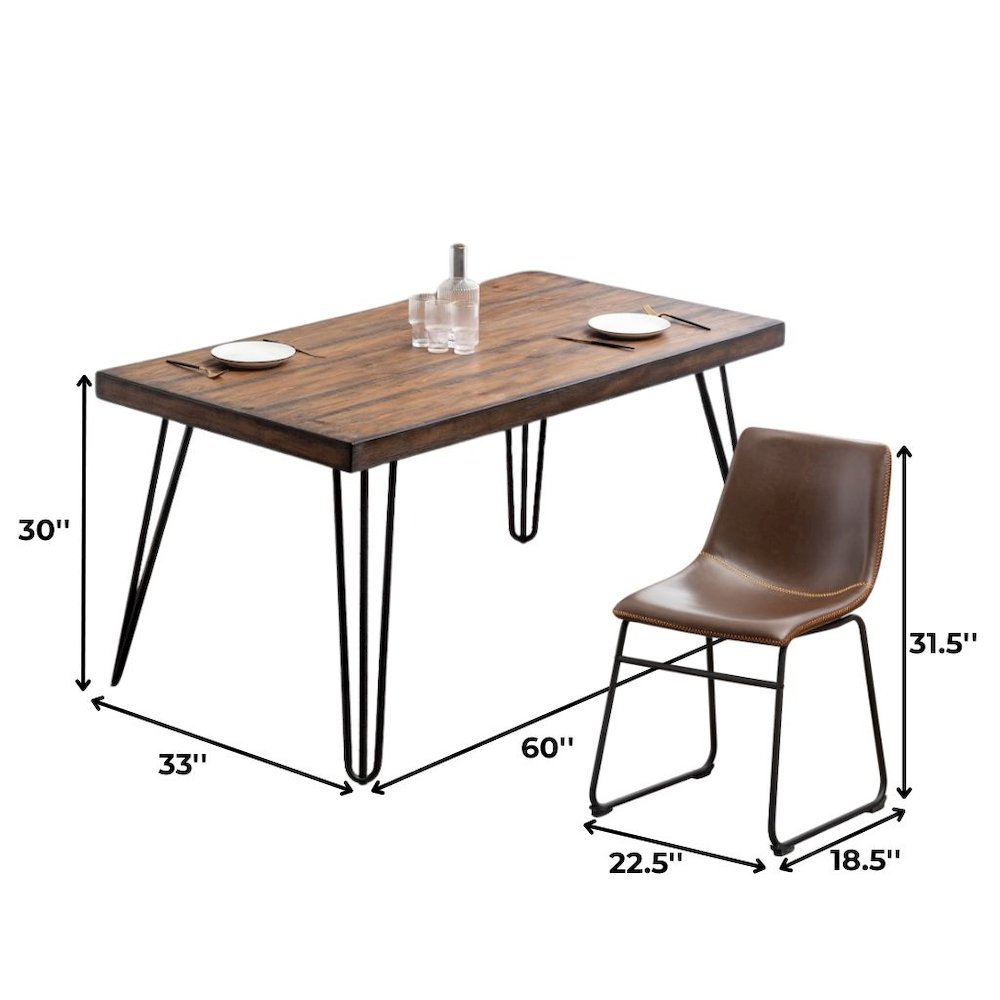 Antique Brown Dining Table Set with 6 Chairs, Kitchen and Dining Room Furniture