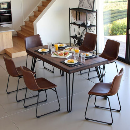 Antique Brown Dining Table Set with 6 Chairs, Kitchen and Dining Room Furniture