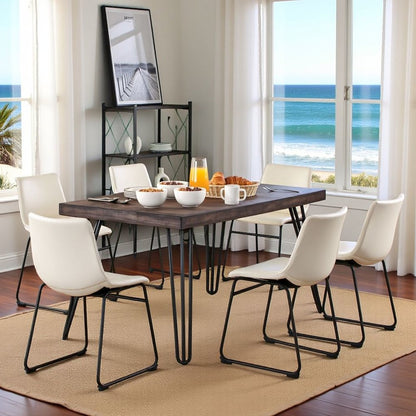 Antique White Dining Table Set with 6 Chairs, Kitchen and Dining Room Furniture