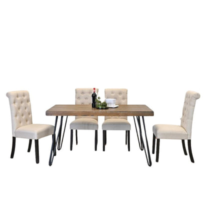 Beige Dining Table and 6 Chairs, Mid Century Kitchen & Dining Room Set