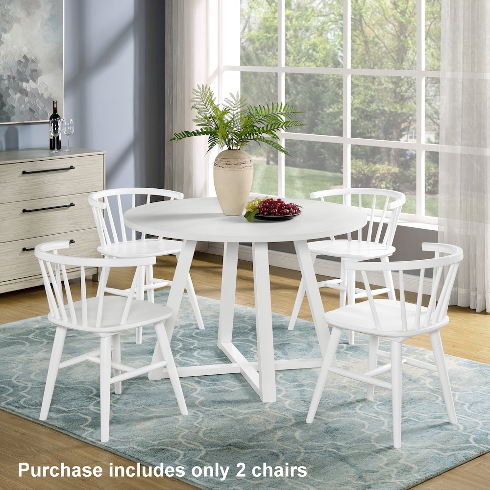 Alwynn Wooden Spindle Back Dining Chairs, Windsor Chairs, Set of 2, White