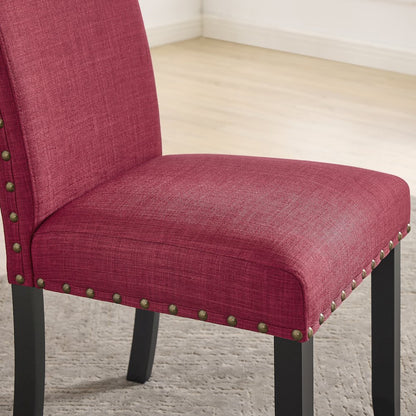 Biony Fabric Dining Chairs with Nailhead Trim, Set of 2, Red