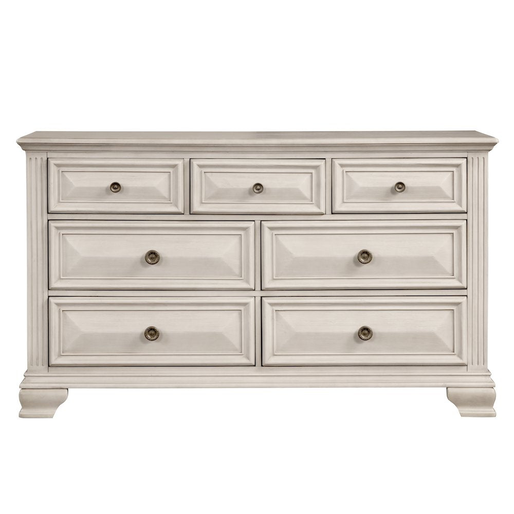 Parchment Wood Bedroom Set, Queen Panel Bed, Dresser, Mirror, Nightstand, Chest