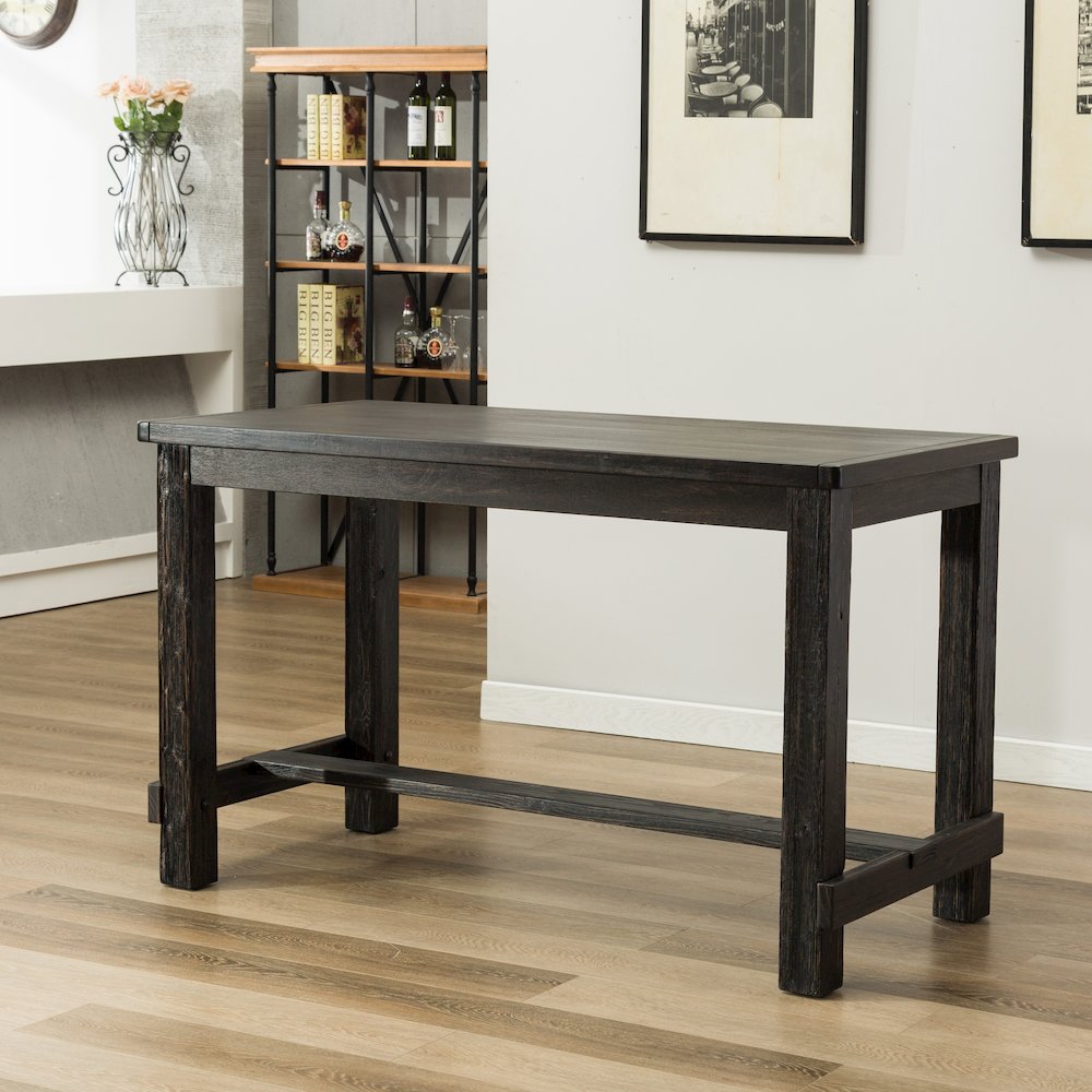 Lotusville 7-Pc Counter Height Wood Dining Table, 6 Faux Leather Chairs
