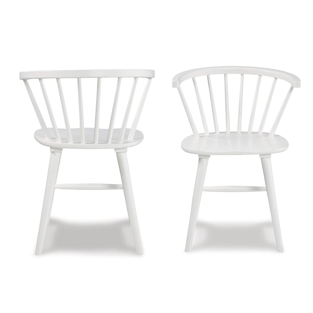 Alwynn White and Natural Wood 7-Pc Dining Set, Table with 6 Windsor Chairs