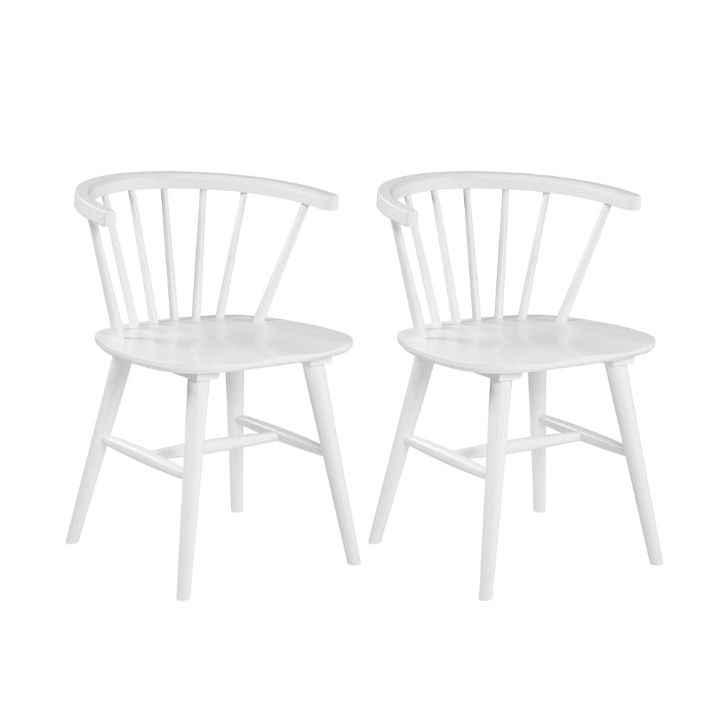 Alwynn Wooden Spindle Back Dining Chairs, Windsor Chairs, Set of 2, White