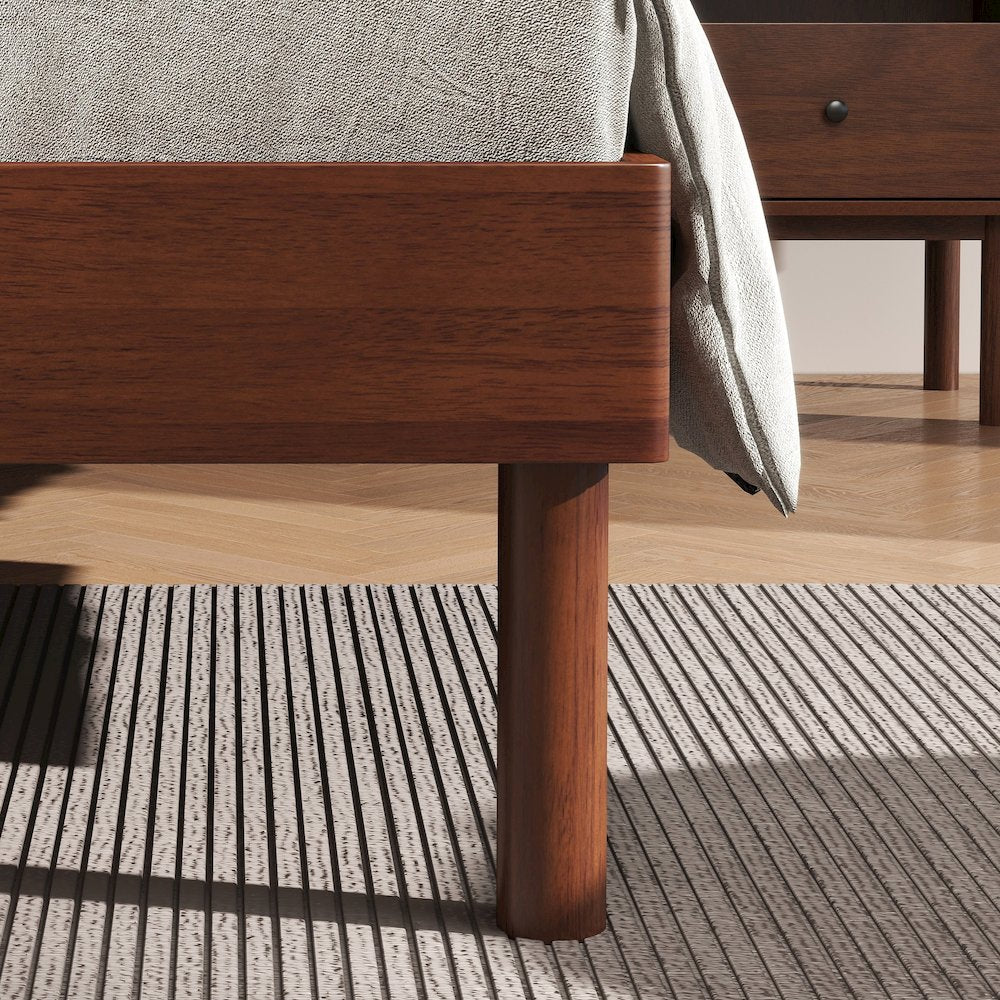 Wyller 3-Pc Bedroom Set, Platform Bed with 2 Nightstands, Natural Walnut, Queen