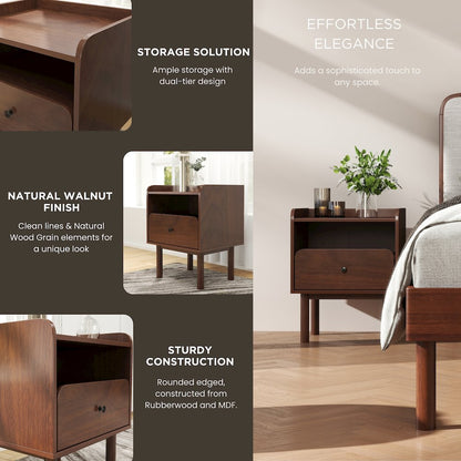 Wyller 3-Pc Bedroom Set, Platform Bed with 2 Nightstands, Natural Walnut, Queen
