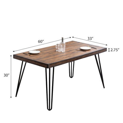 Ashzo 6-Pc Dining Set, Hairpin Dining Table with 4 Chairs and Bench, Gray