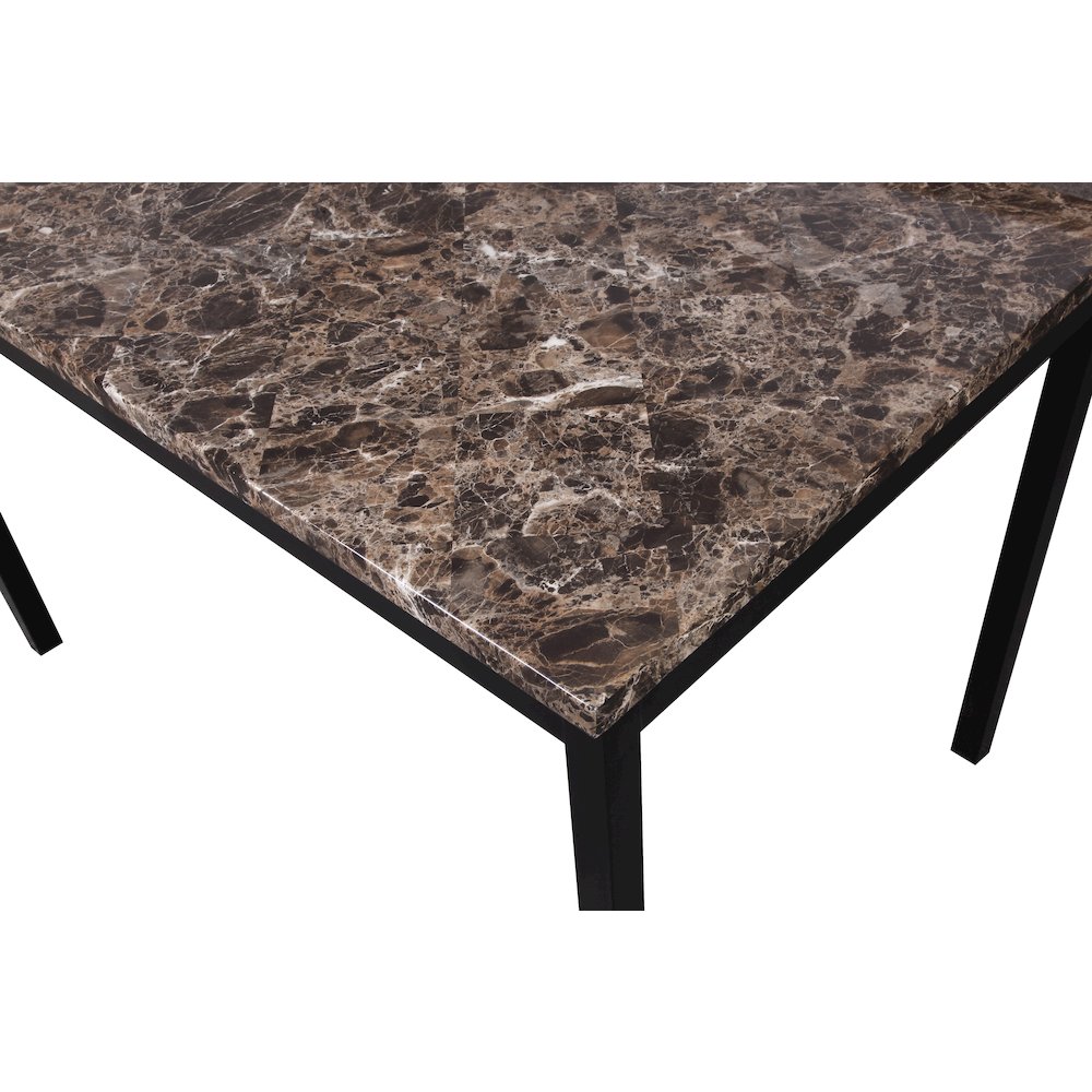 Citico 5-Pc Dinette Set with Laminated Faux Marble Top and 4 Black Chairs