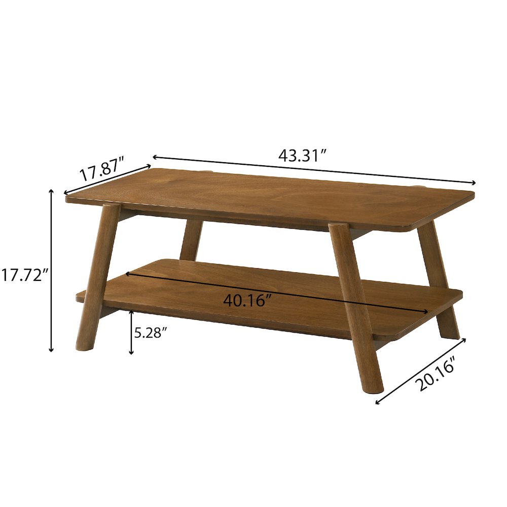 Metz Mid-Century Modern Wood Shelf 3-Pc Coffee Table Set, Walnut Finish
