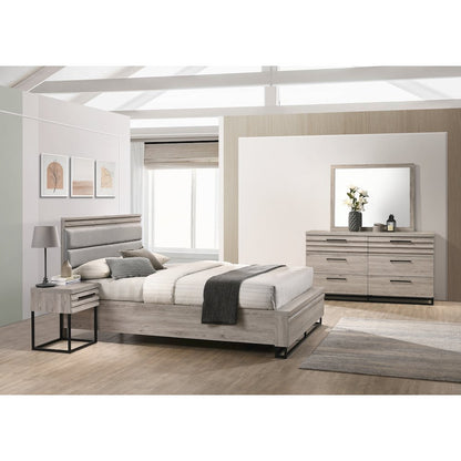 Panel Bed, Dresser, Mirror, 2 Nightstands, and Chest, Weathered Gray, Queen