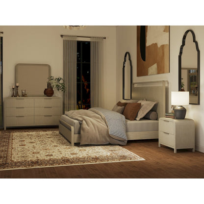 Tavari 4-PC Queen Bedroom Set with Bed, Dresser, Mirror, Nightstand, Light Gray