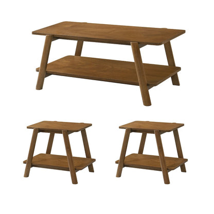 Metz Mid-Century Modern Wood Shelf 3-Pc Coffee Table Set, Walnut Finish