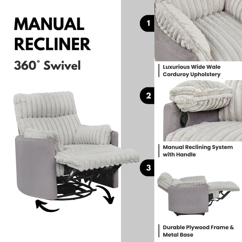 Bocaton Wide Wale Corduroy Upholstery Manual Recliner
