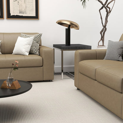 Sakan Leather Upholstered 2-Piece Living Room Set, Sofa and Loveseat, Beige