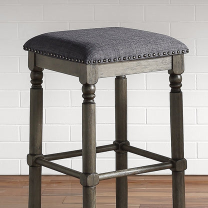 Arnhem Wood Gray Upholstered Swivel Bar Stools, Set of 2