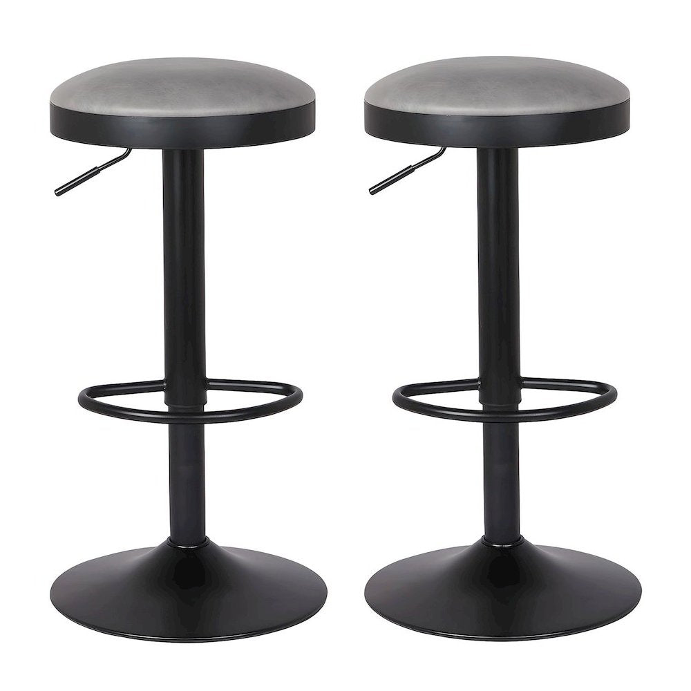Faux Leather Swivel Bar Stool with Gas Lift, Backless, Set of 2