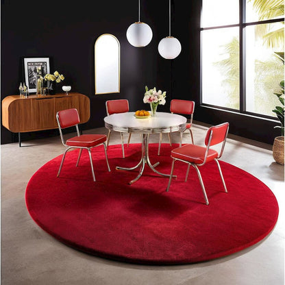 Chic 5-Piece Round Dining Set in Glossy White and Red for Stylish Spaces
