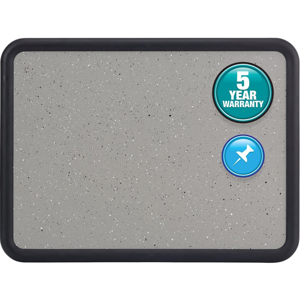Quartet Contour Bulletin Board - 24" Height x 36" Width - Faux Granite Surface - Self-healing, Durable - Black Frame - 1 Each