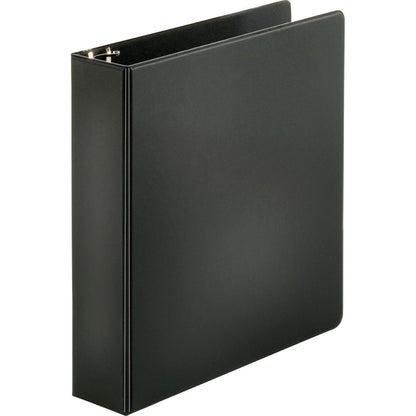 Business Source Basic Round-ring Binder - 2" Binder Capacity - Letter - 8 1/2" x 11" Sheet Size - 3 x Round Ring Fastener(s) - Inside Front & Back Pocket(s) - Vinyl - Black - 1 lb - Recycled - Exposed