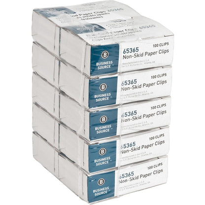 Business Source Non-Skid Paper Clips - Regular - No. 1 - 1.8" Length x 0.5" Width - 1000 / Pack - Silver - Steel