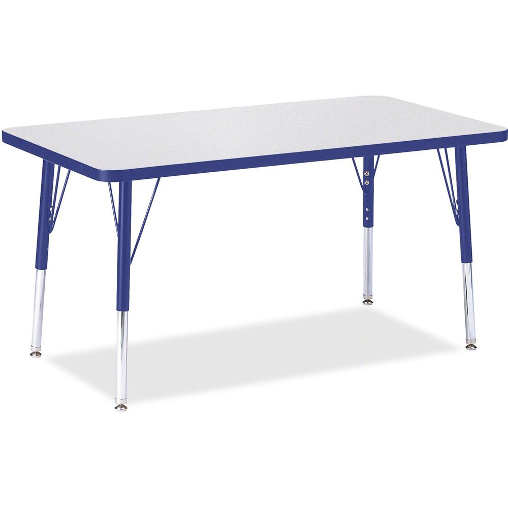 Jonti-Craft Berries Elementary Height Gray Top Rectangular Table - Gray Rectangle, Laminated Top - Four Leg Base - 4 Legs - Adjustable Height - 15" to 24" Adjustment - 36" Table Top Length x 24" Table