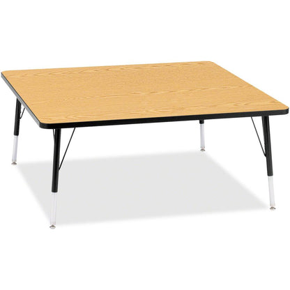 Jonti-Craft Berries Elementary Height Color Top Square Table - Black Oak Square, Laminated Top - Four Leg Base - 4 Legs - Adjustable Height - 15" to 24" Adjustment - 48" Table Top Length x 48" Table T