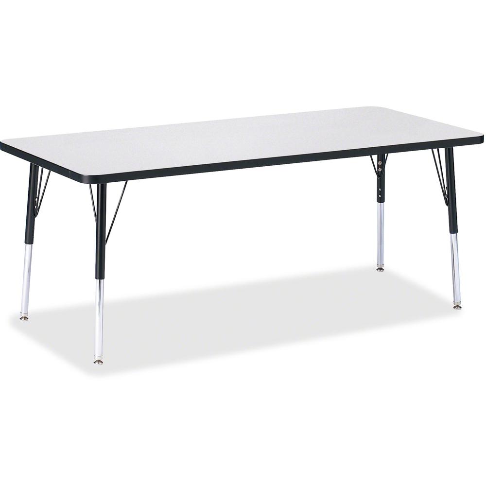 Jonti-Craft Berries Elementary Height Color Edge Rectangle Table - Black Rectangle, Laminated Top - Four Leg Base - 4 Legs - Adjustable Height - 15" to 24" Adjustment - 72" Table Top Length x 30" Tabl
